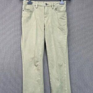 Lands End Womens Mid Rise Straight Leg Jeans Size 2P Khaki